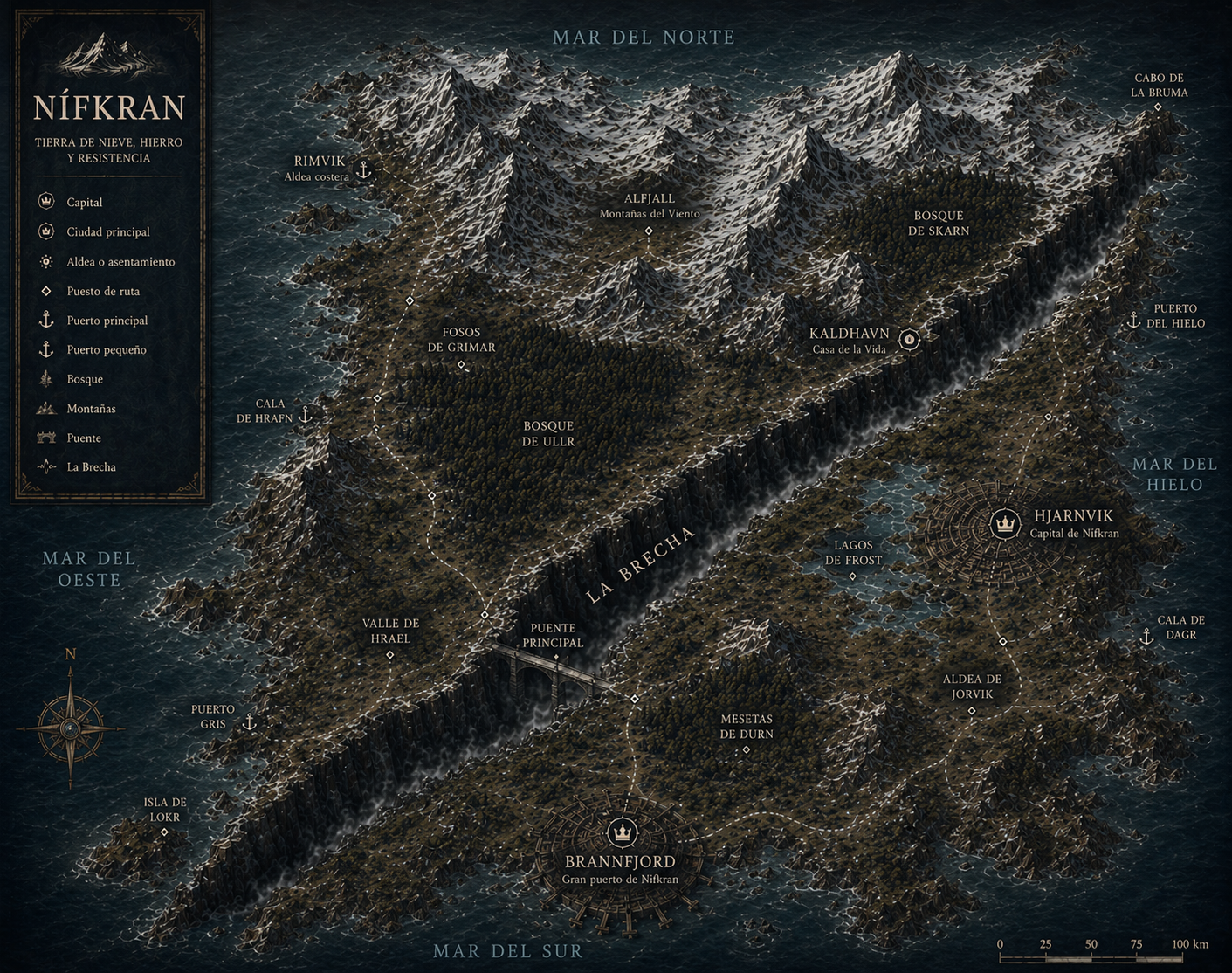 Mapa del continente de Nífkran