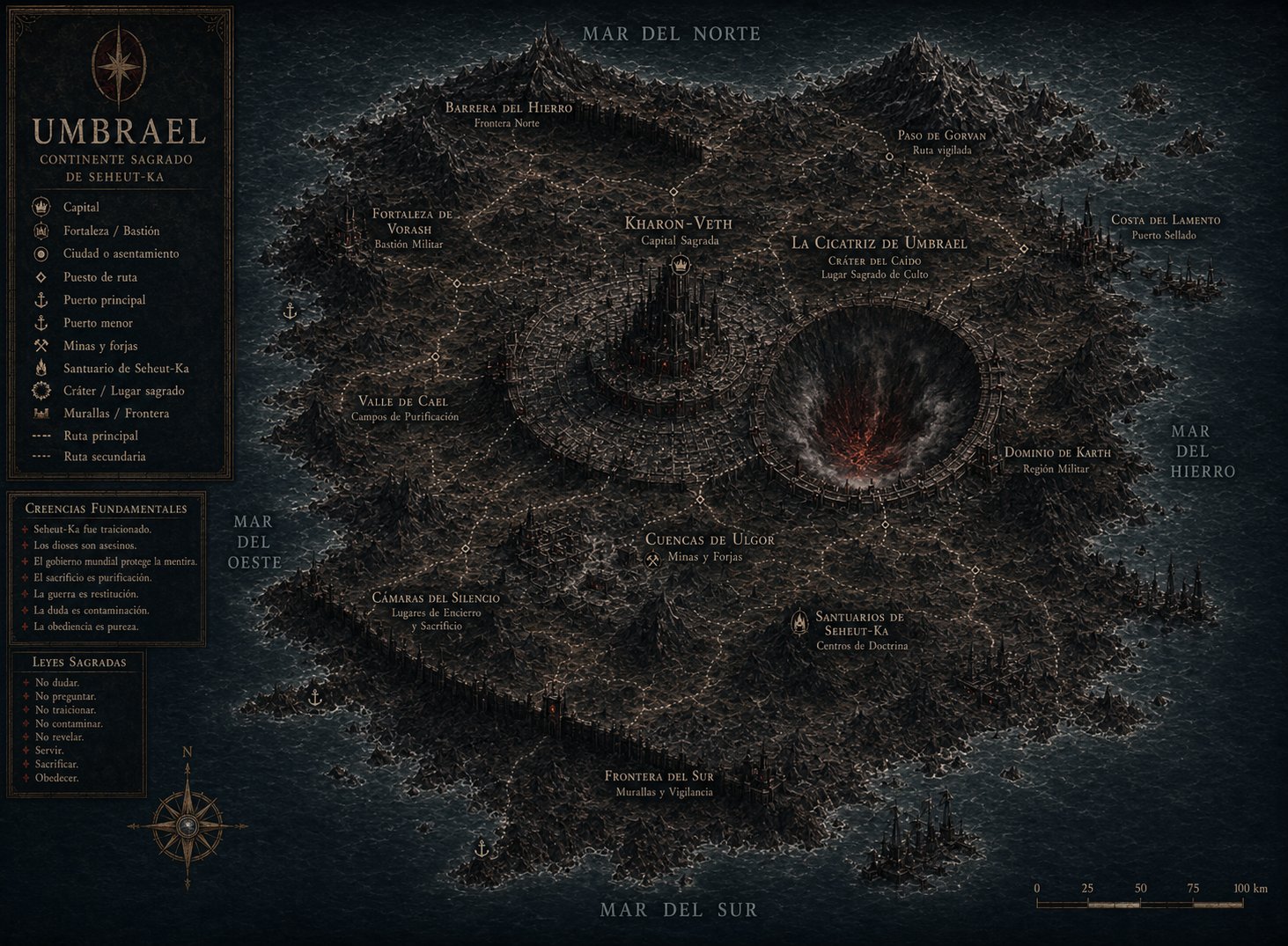 Mapa del continente de Umbrael