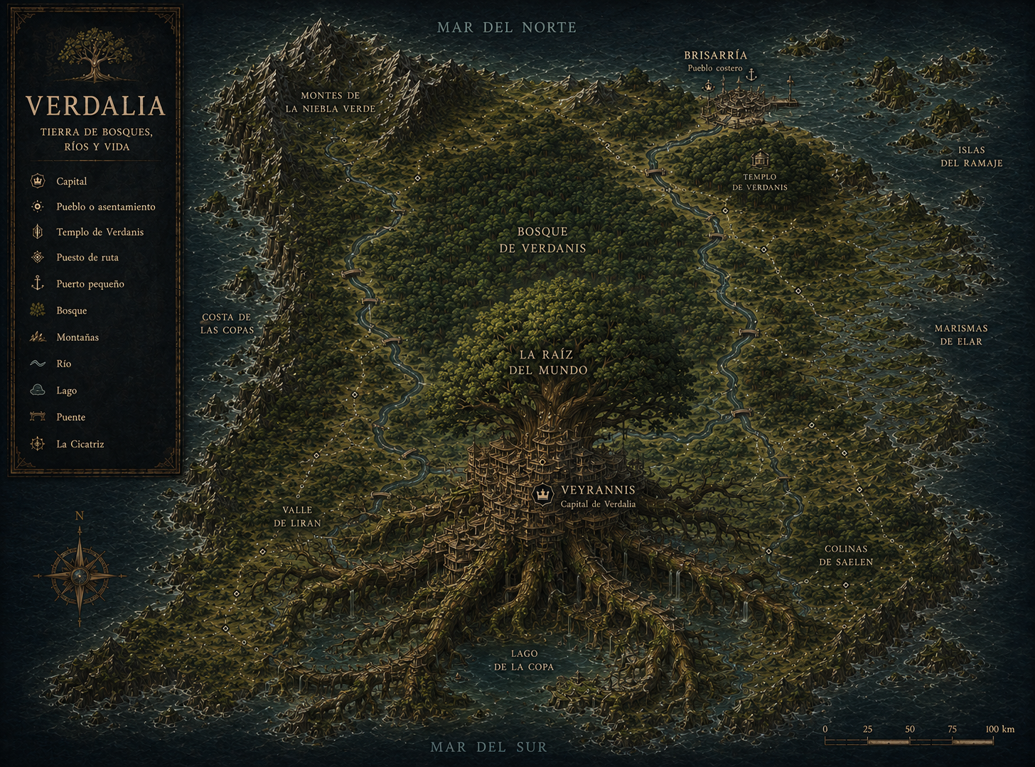 Mapa del continente de Verdalia